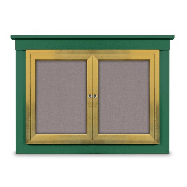 48"x36" 2-Door Enclosed Outdoor Letterboard, Hdr, Grey Felt/Black